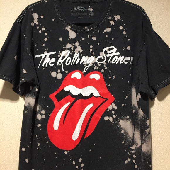 The Rolling Stones Bleached Dyed Tongue Logo T-Shirt Size Medium - Picture 2 of 5